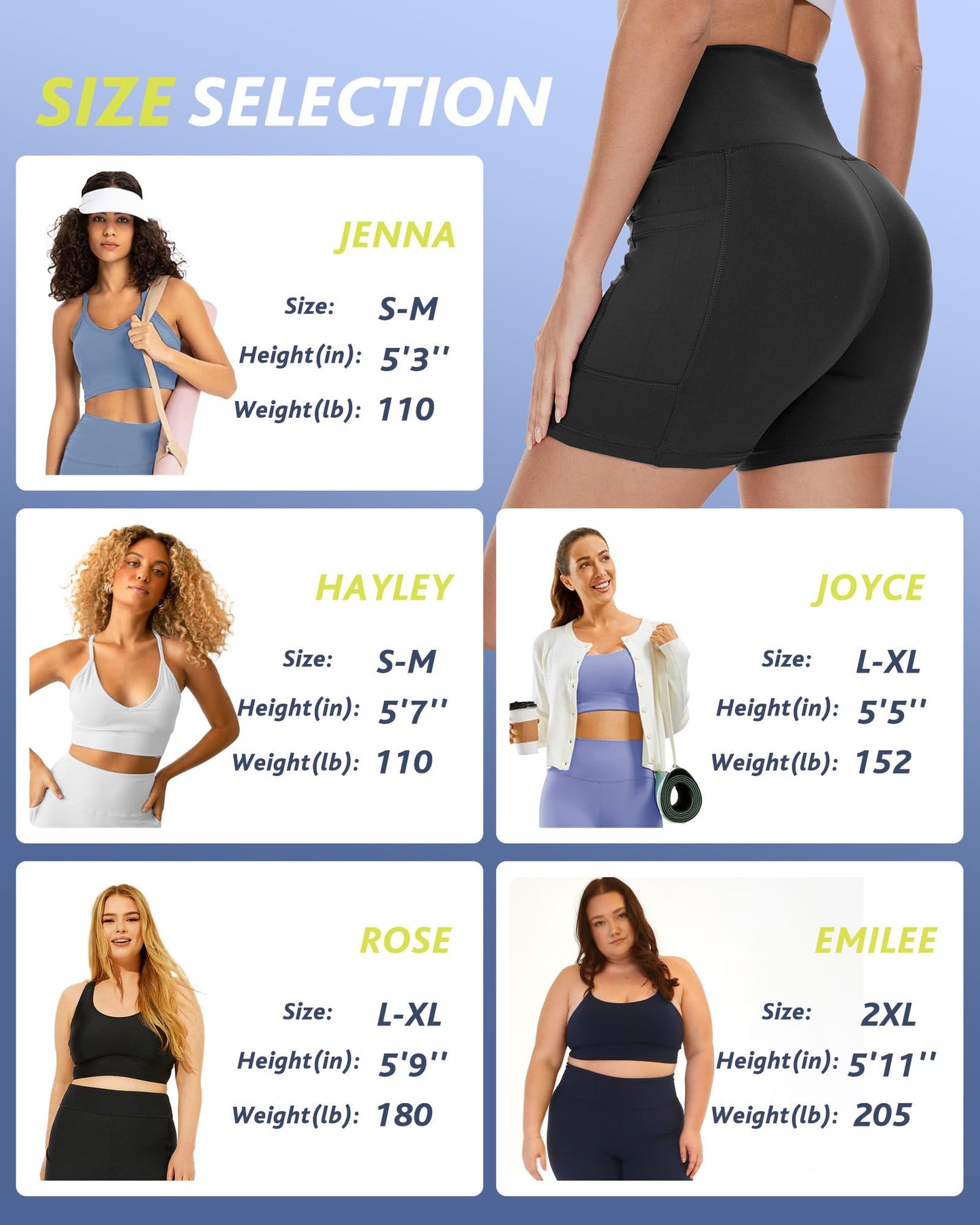 CAMPSNAIL 4 Pack Biker Shorts Women with Pockets – 5"/8" High Waist Tummy Control Workout Gym Yoga Running Compression Shorts