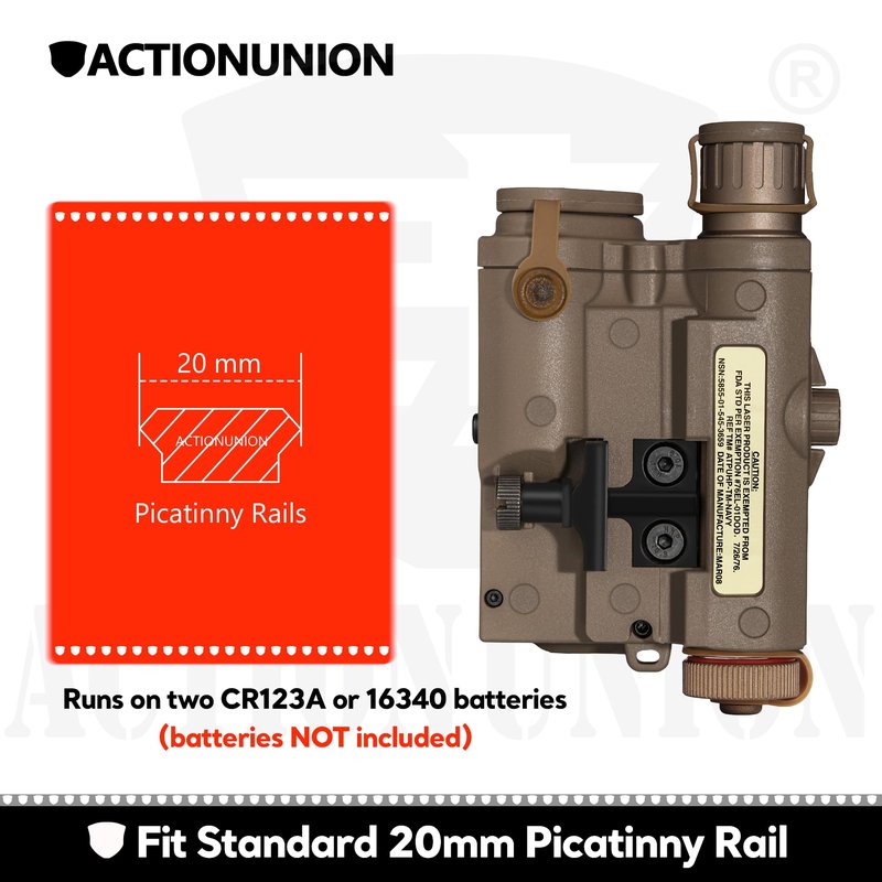 ACTIONUNION Airsoft PEQ-15 IR Laser + Visible Red Laser + White LED Flashlight (Tan)