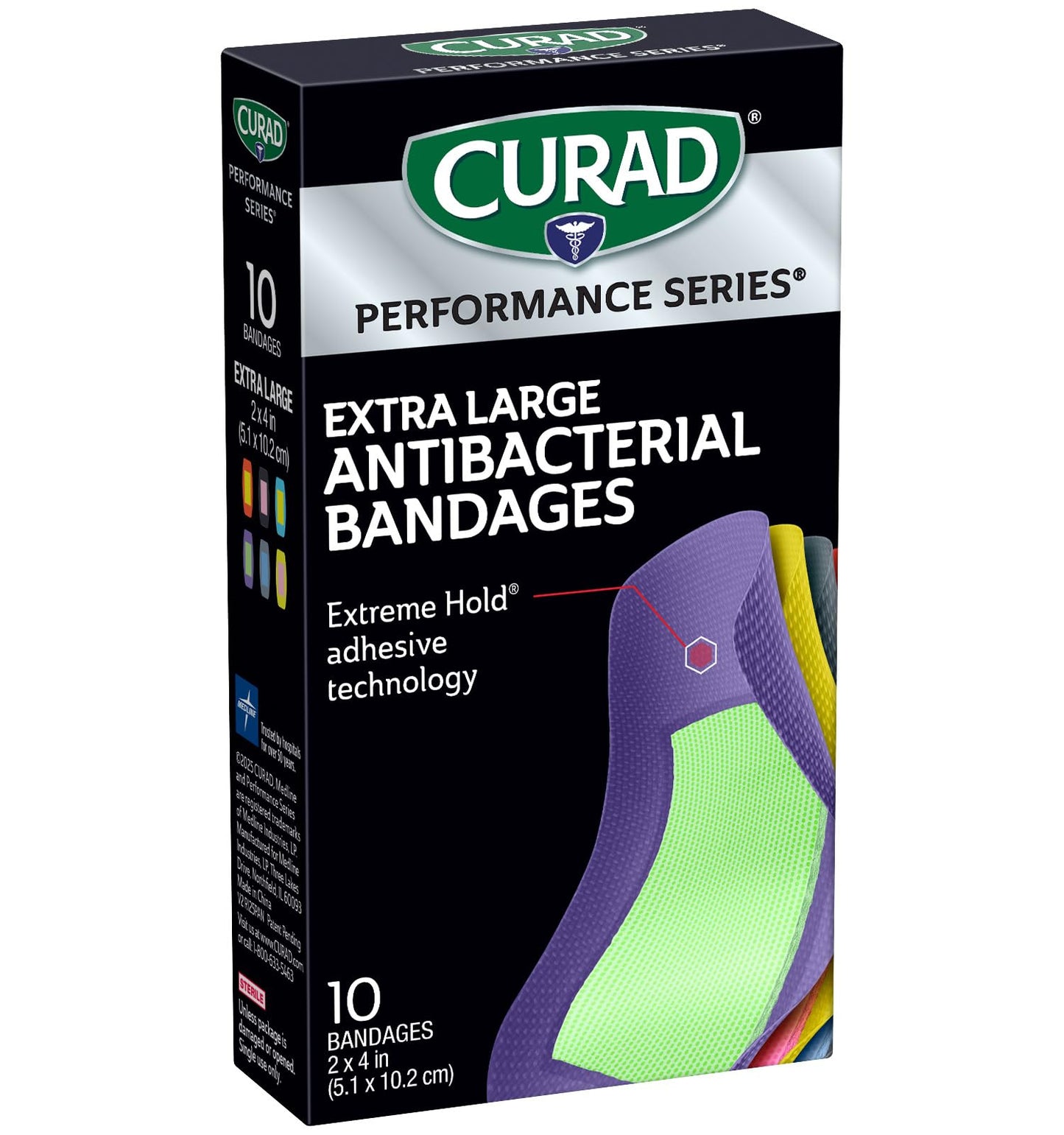 CURAD® Performance Series® Extra Large Antibacterial Bandages, Box of 10