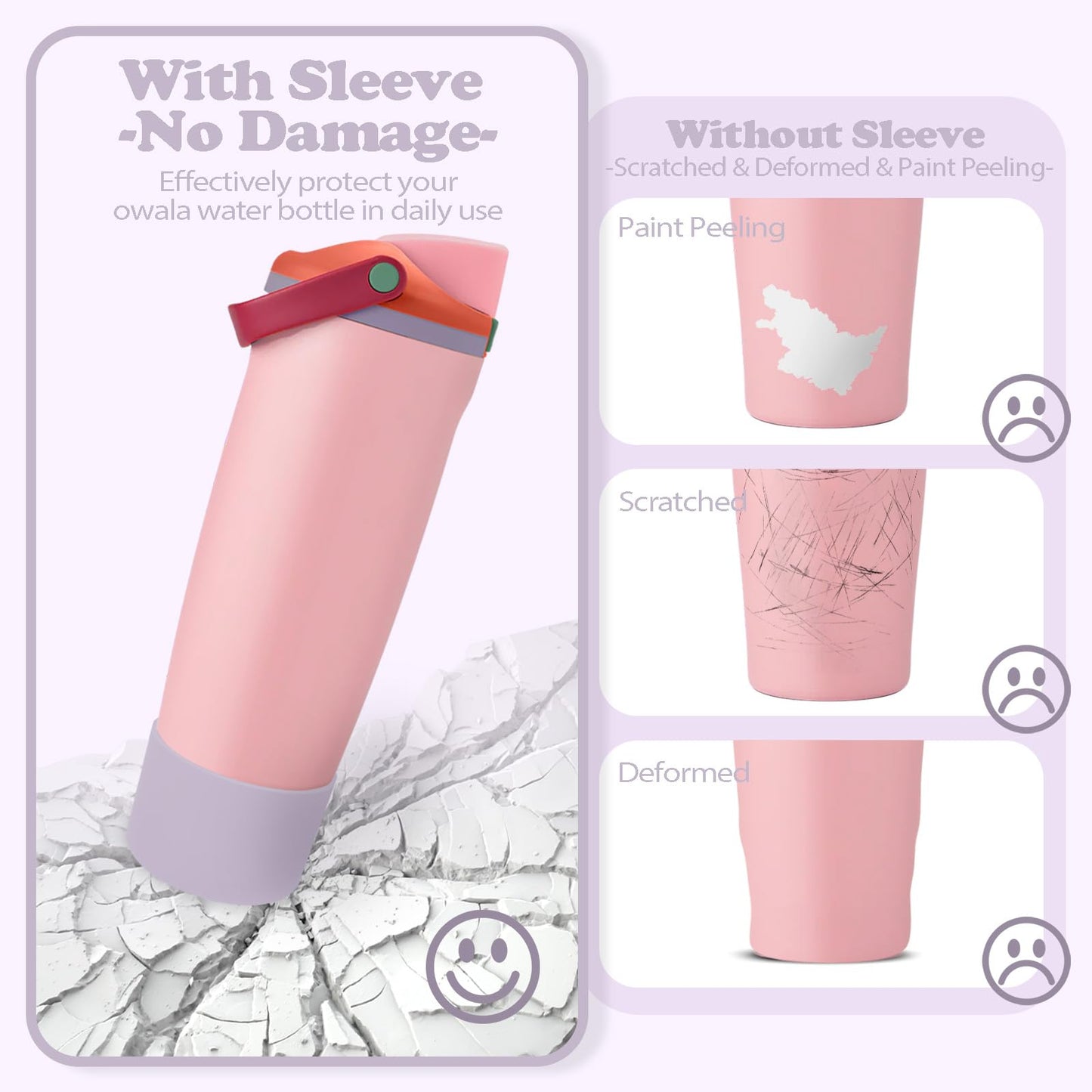 Kaitiaki Silicone Boot for Owala 30oz & 40oz FreeSip Sway Bottles & Tumblers - Non-Slip, Scratch-Resistant, Stability Enhancer, Available in 12 Colors (Taro Purple)