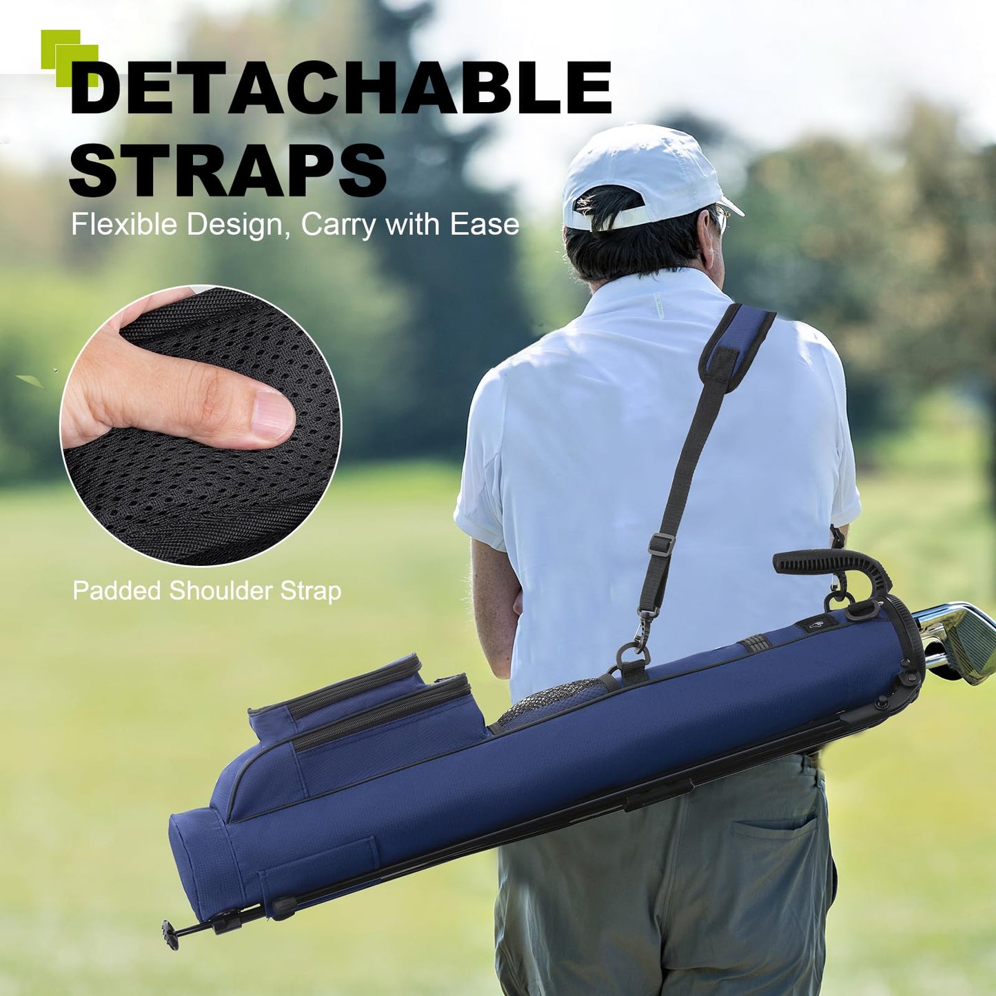 uniHimal Golf Lightweight Stand Carry Bag– Easy to Carry and Durable Pitch n Putt Golf Bag for The Driving Range, Par 3 and Executive Courses–31.5 inches Tall (Blue)
