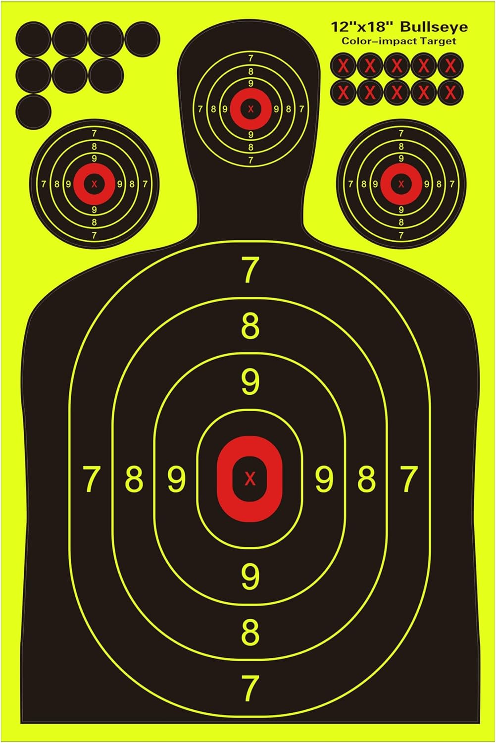 Skiennix Silhouette Splatter Targets - Bright Fluorescent Yellow for Easy Visibility | 12x18 Inch, Multiple Packs Available