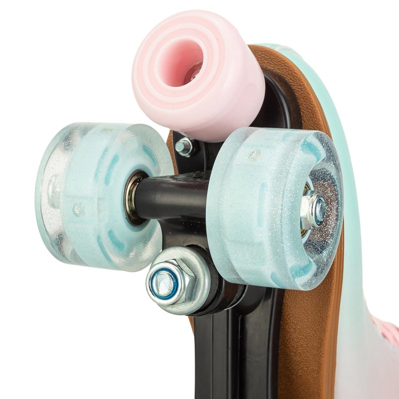 jessie Roller Skates for Girl and Women, PU Leather Fantastic Flash Wheel Kid Roller Skates Girls Ages 6-12 Beginner for Indoor Outdoor (Green Pink 35)