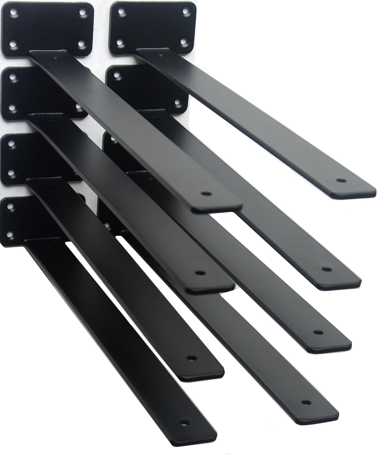 10-Inch Black Iron Floating Shelf Brackets - 12 Pack Rustic Industrial Support