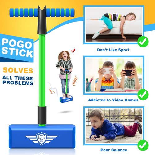 CUUGO Let's Go! CG Jumping Pogo Stick - Foam Jumper for Kids Aged 3-12 | Fun Indoor & Outdoor Toy
