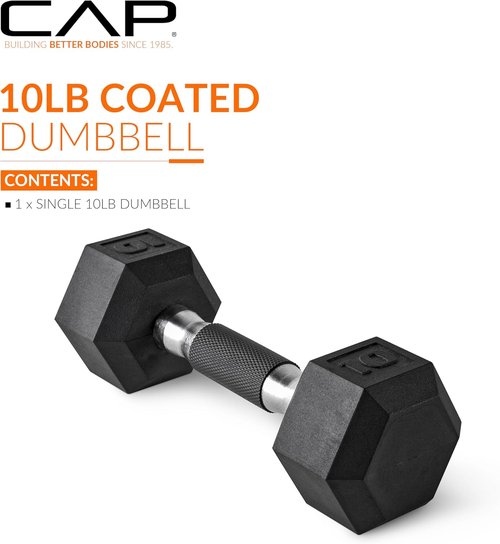 CAP Barbell Coated Hex Dumbbell - Versatile Weights from 10 to 120 lbs | Multiple Color Options