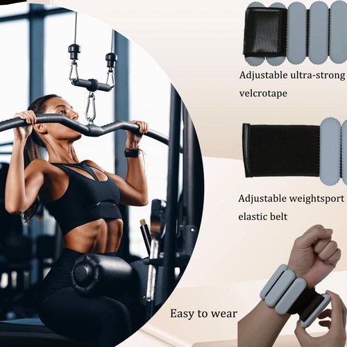 Jimikay Adjustable Wrist & Ankle Weights for Women and Men, Set of 2 (1lb Each),Silicone Weighted Bangles,weighted bracelet for Yoga, Dance, Pilates, Pool Exercises and Jogging etc (Light Gray)