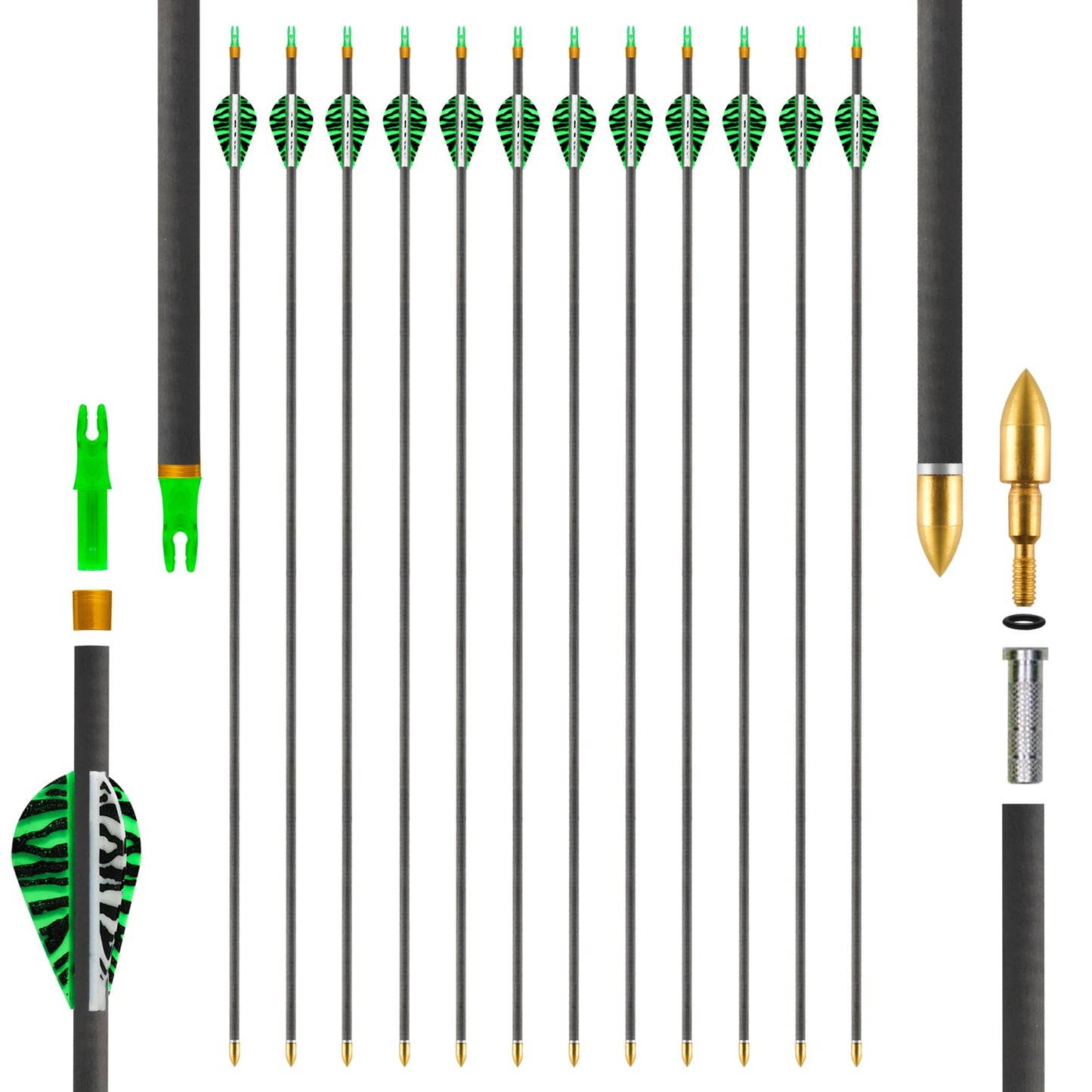 SERfawnCH Carbon Arrows 31in for Hunting & Target Practice 350 Spine