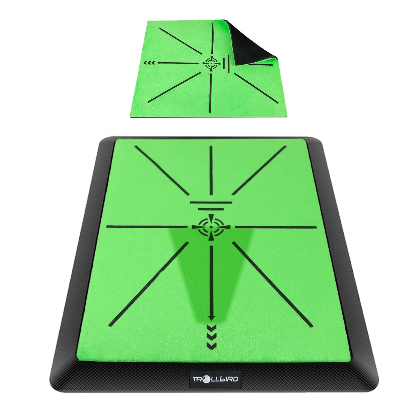 TROLLBIRD Golf Hitting Mat Golf Training Accessories for Swing Path Feedback 16.5"x12.5" with Replaceable Velvet Mat Practice Trainer Matt for Men Women Kids