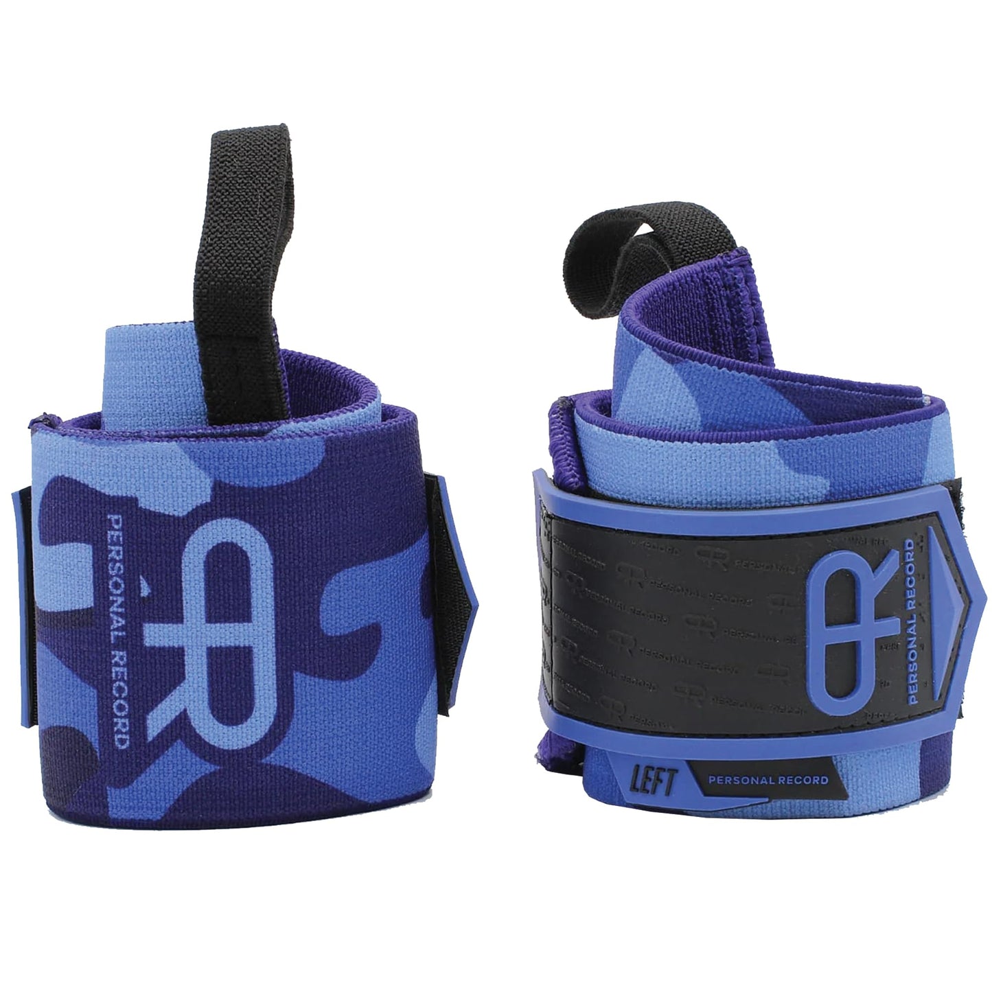 PR Personal Record Heavy Duty Premium Wrist Wraps, More Elasticity, Reinforced Stitching, Extra Wide Strap, Strong Thumb Loop, Larry Wheels Weightlifting Wraps, Lifting Wrist Wraps (Blue Camo)