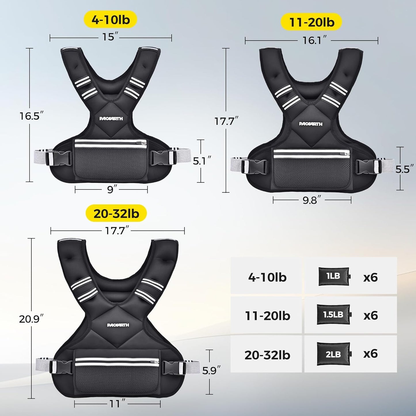 PACEARTH Adjustable Weight Vest - X-Shape Design for Home Workouts | 4-32lbs with Zipper Pouch, Pink/Gray/Black