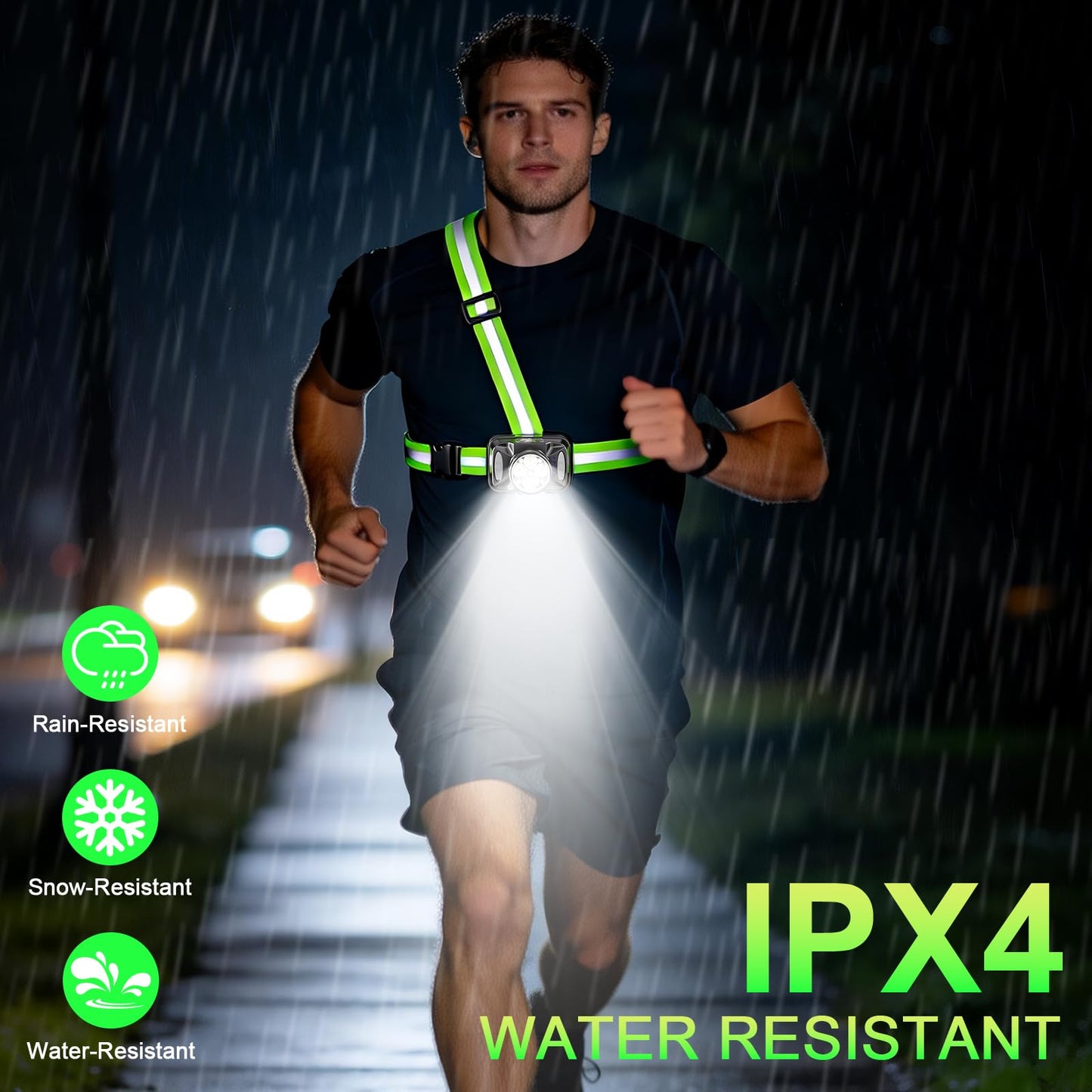 1000LM Running Lights for Runners, Reflective Runming Vest with LED Lights