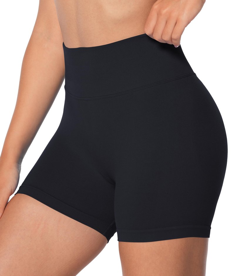 Sunzel High Waisted Biker Shorts for Women Tummy Control Scrunch Butt Lifting Seamless 4" Booty Athletic Shorts for Workout Yoga Running Gym,Black,Small