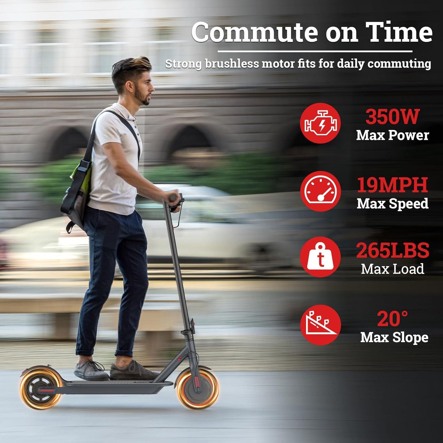 Qlaway Electric Scooter - 350W/500W Motor, 22 Miles Range, Foldable Design, 8.5"/10" Tires, Dual Braking System