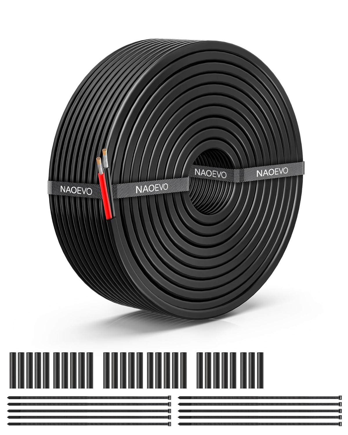 NAOEVO 10 AWG Stranded Electrical Wire - Flexible 12V Tinned Copper Cable for Automotive & Marine Use | 30FT