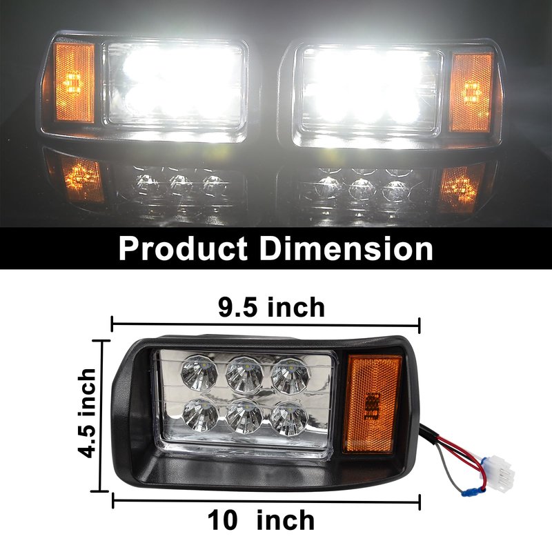 Orle Oko Golf Cart Headlight for Club Car DS 12V Factory Style Street Legal LED Golf Cart Front Headlights for Club Car DS 1993-up Gas and Electric OEM 101988001 101988002