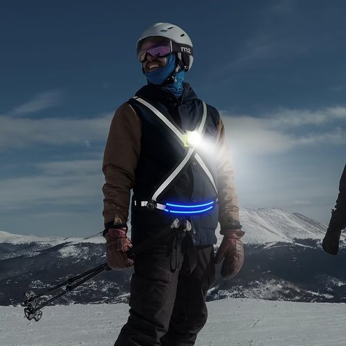 High Visibility Reflective Running Vest -running lights for runners- Glow Safety Vest with Detachable Light & IPX4 Waterproof Waist Bag, 8 Colors for Night Running, Cycling, Dog Walking (Unisex Fit)
