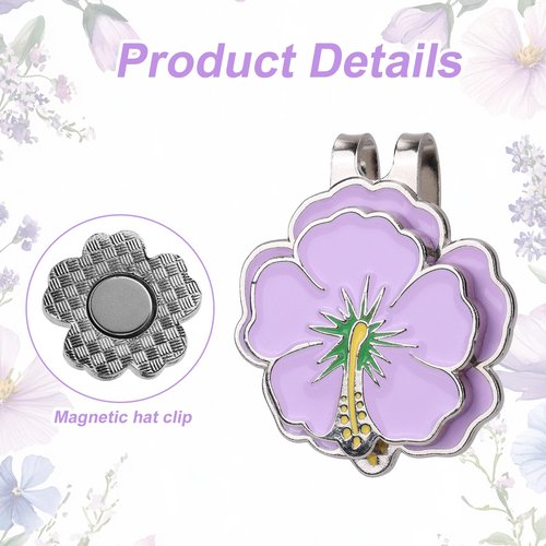 lasuroa 5pcs Magnetic Golf Ball Markers for Women, Stainless Steel Flower Golf Ball Marker Hat Clip for Women Hat Bag Decoration
