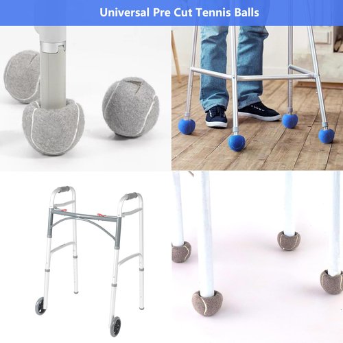 Tennis Balls for Walkers Pre Cut, 4Pcs Walker Tennis Balls Precut Tennis Balls for Walkers Legs, Universal Precut Gilde Balls for Chairs, Desks, Heavy Duty Long Lasting Floor Protection