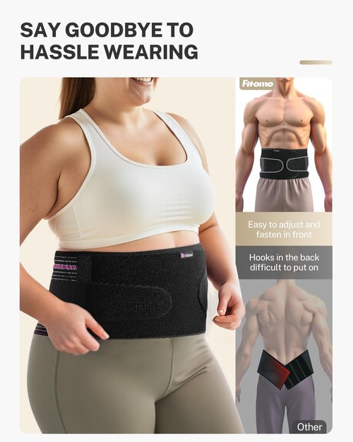 Fitomo Front-Wearing Umbilical Hernia Belt, Unisex, 3D Dome-Shaped Hernia Support Pad, Adjustable with Removable Pads & Extra Straps for Abdominal Pressure, Lumbar Support, Skin-Friendly & Discreet, L/XL