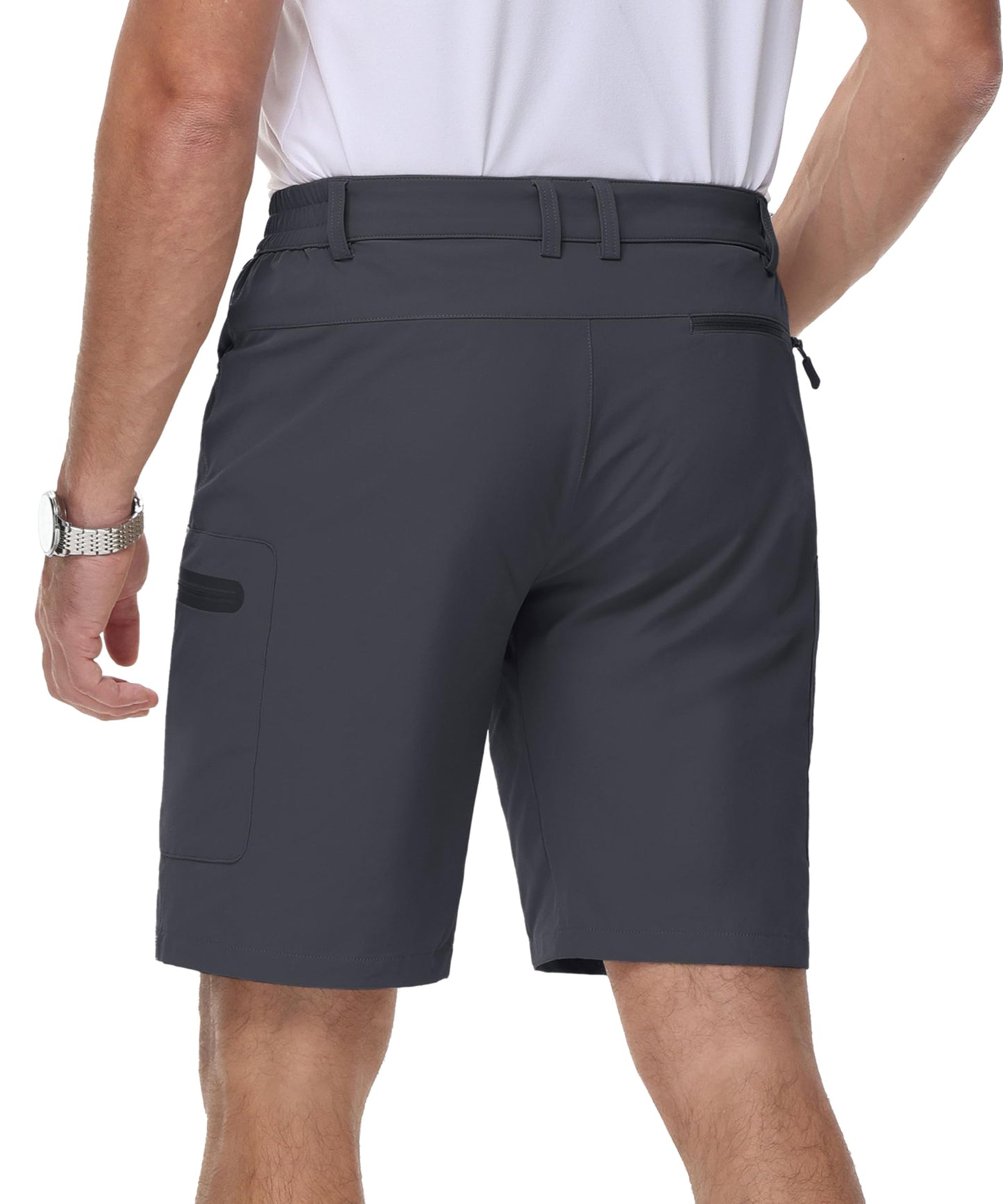 MAGCOMSEN Men's Hiking Shorts 10" Lightweight Outdoor Work Shorts for Men Travel Casual Cargo with 5 Pockets, Darkgrey, 34