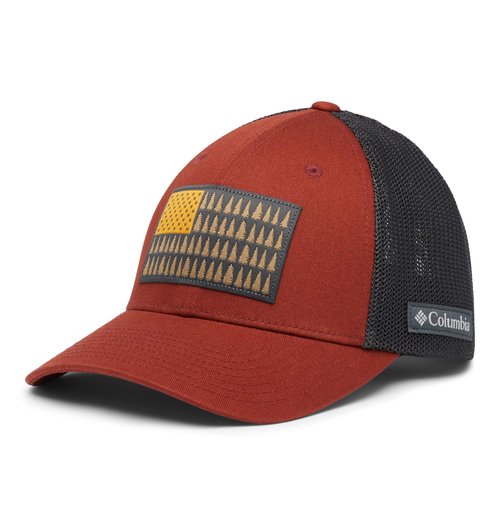Columbia Unisex Tree Flag Mesh Ball Cap-High Crown, Warp Red/Shark, Small/Medium