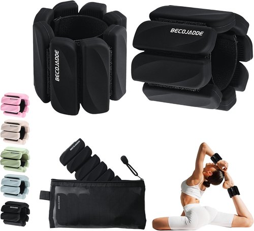 Becojadde Ankle Weights - Adjustable 1 lb/2 lb Set for Home Gym | Perfect for Walking, Running, Yoga