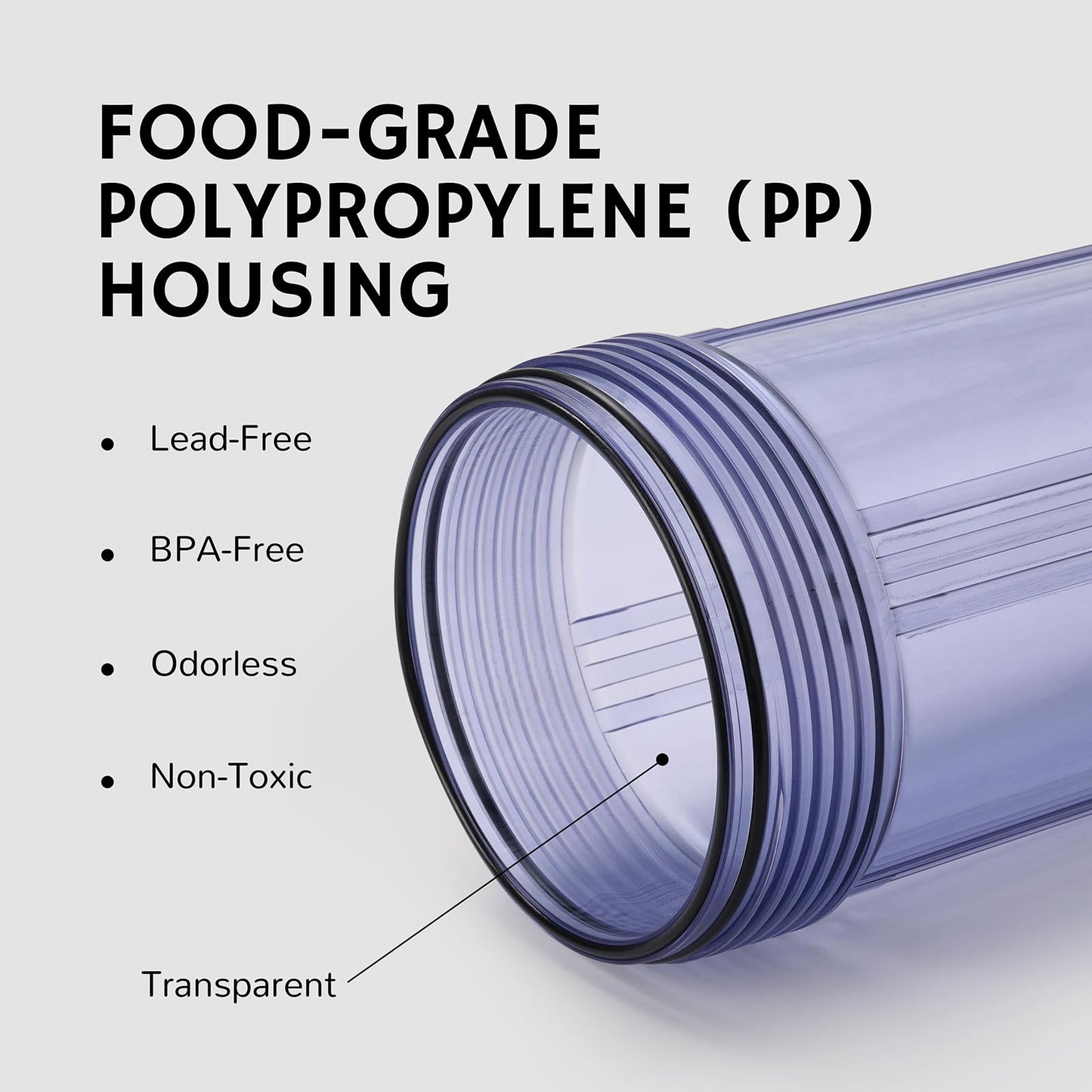 Airthereal Whole House Water Filter Clear Housing, 10" x 4.5" Sediment Carbon Cartridge Universal Housing, Pre-Filtration System for Well and City Water, 3/4" NPT Port, Includes 1-Pack CTO Filter