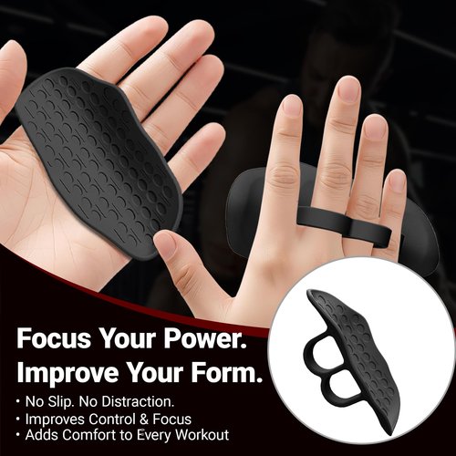 Harqa Anti‑Slip Workout Grips – Ergonomic Soft Silicone Palm Protector for Weight Lifting, Deadlifts, Pull‑Ups, Crossfit – Two-Ring, No Sweaty Gym Grip Pads for Men & Women