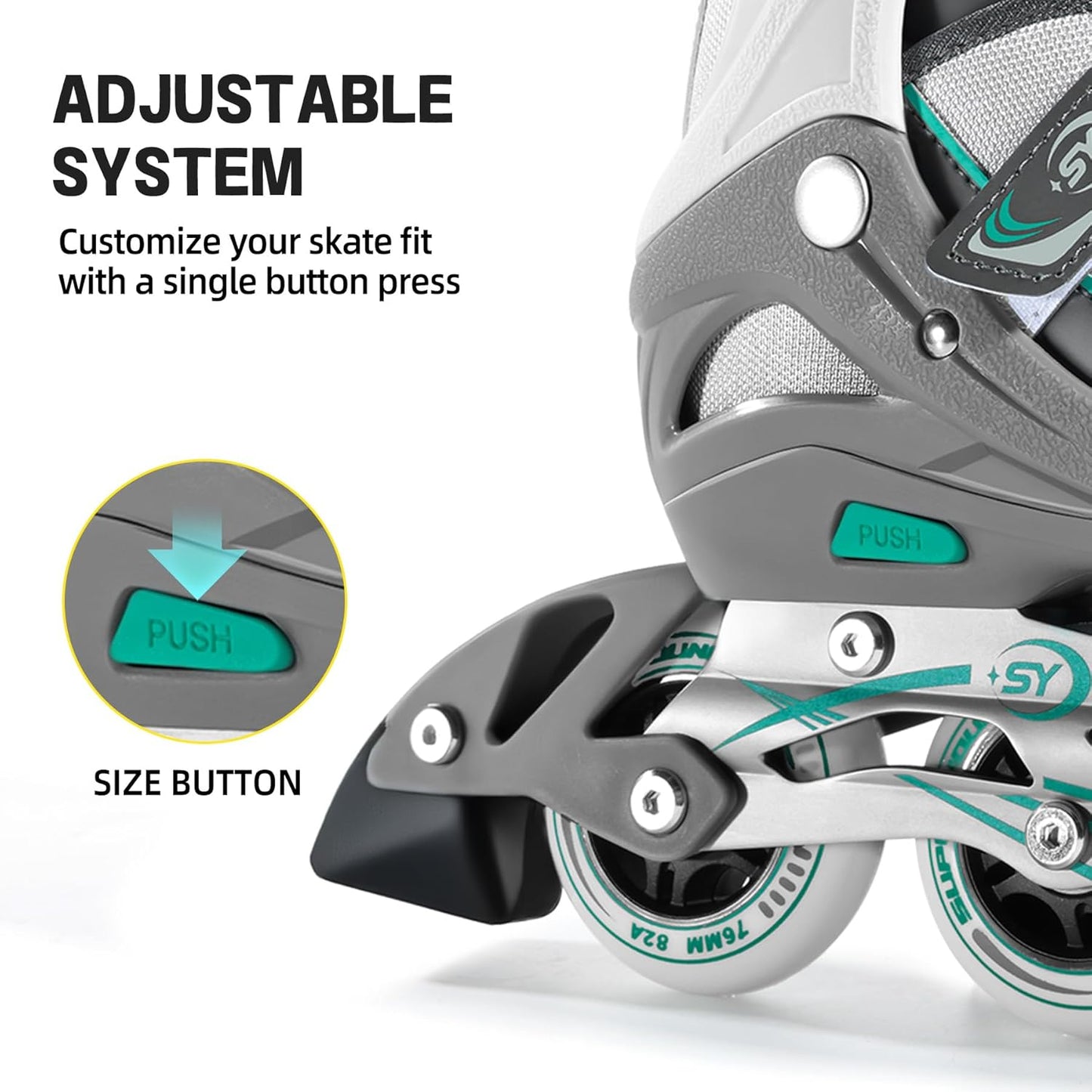 Super Youngster Women's Adjustable Inline Skates - Comfortable Roller Blades for Adults