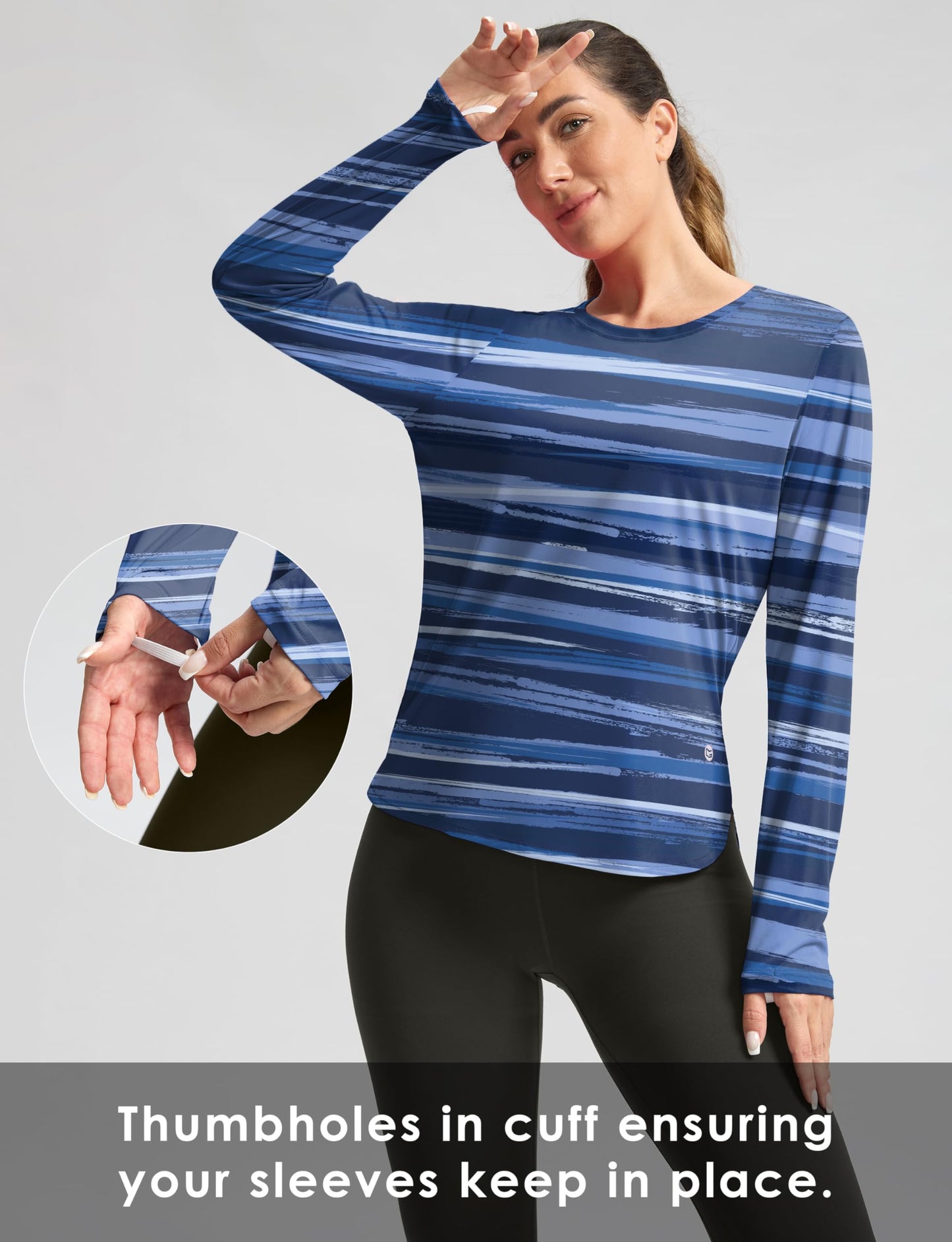 Women's Sun Shirts UPF 50+ Long Sleeve UV Protection Shirt Lightweight Quick Dry Workout Hiking Tops for Women(Ripple Blue,XL)
