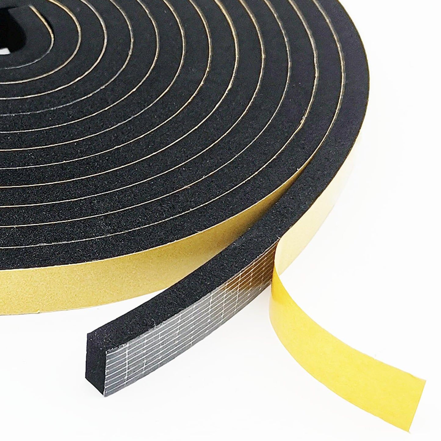 Weather Stripping Door Seal Strip, Strong Adhesive, Weatherproof, Reduce Noise, Gap Filler, Foam Insulation Tape for Doors and Windows, Black, 1 in x 1/4 in x 13 Ft
