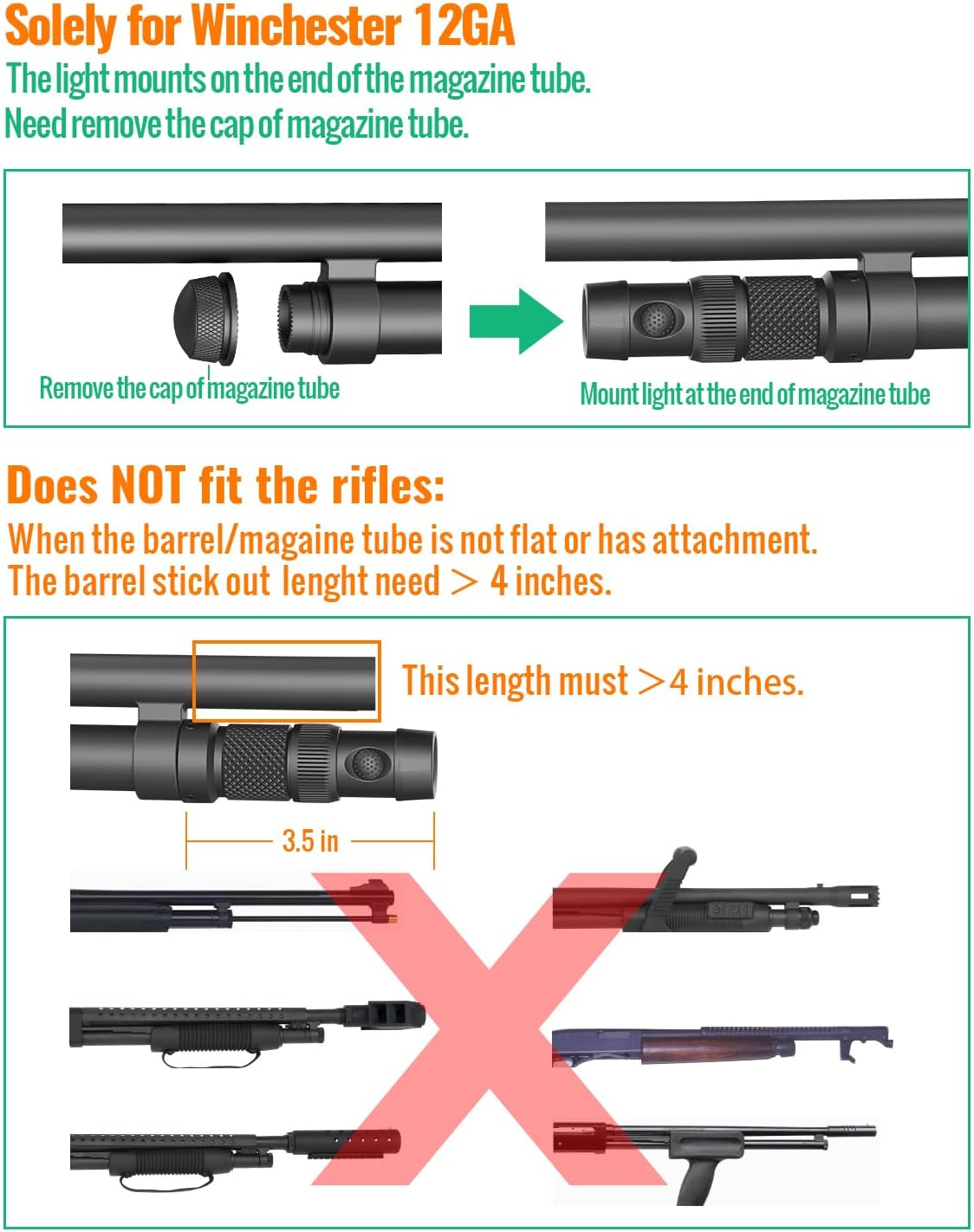 TOUGHSOUL Tactical Mag Tube Cap Flashlight - 500 Lumen Max with Strobe Function & Replaceable Battery