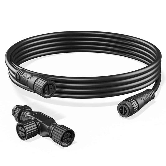 8FT+T Connector Waterproof Extension Cable for Philips Hue Outdoor 24V Lights – Compatible with Lily Spot, Calla Pathway, Impress Pedestal & Wall Light, Amarant – Male to Female Connector