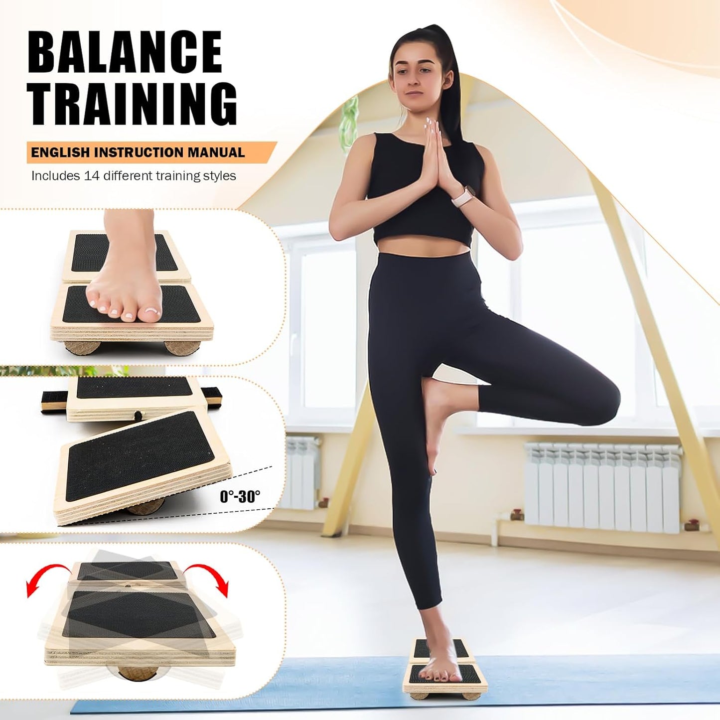 Skiennix Ankle Strengthener | Non-Slip Wood Balance Board for Sprained Ankle & Plantar Fasciitis Relief