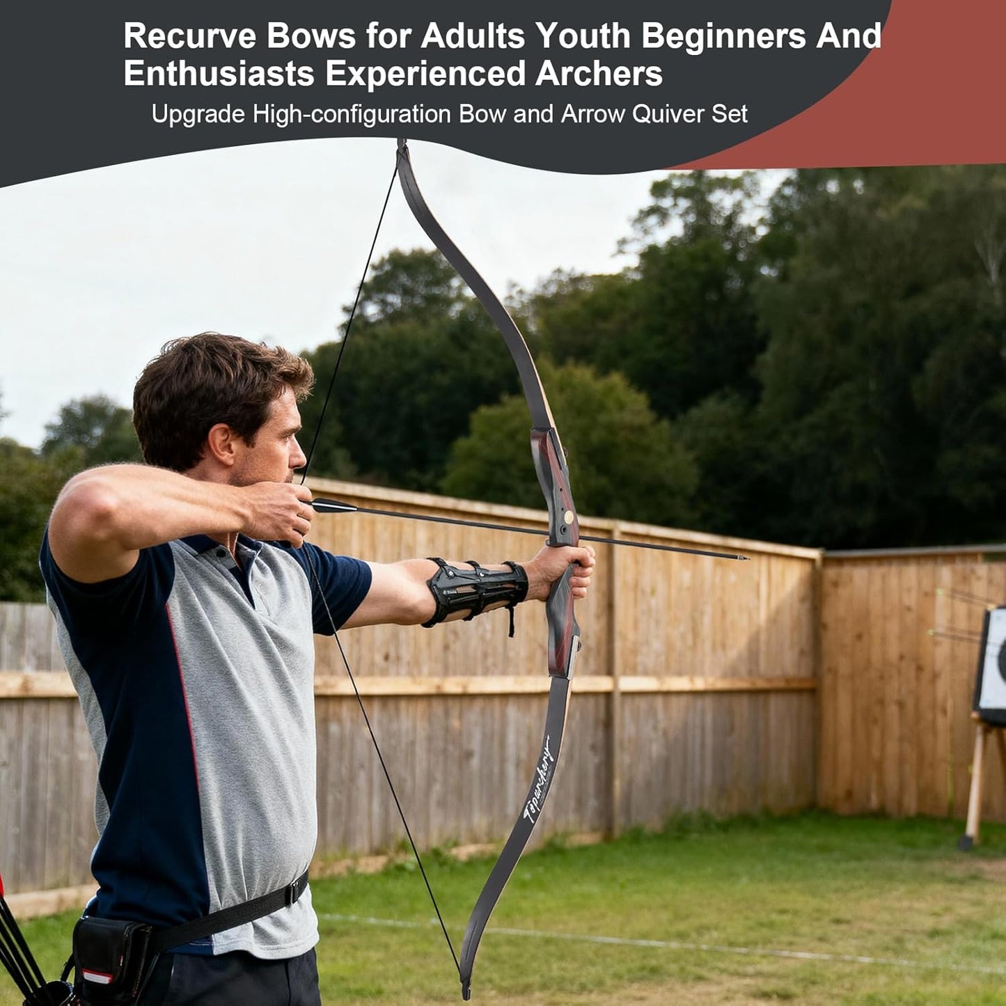 TOPARCHERY 62" Recurve Bow and Arrow Set - Ideal for Adults & Beginners | Right-Handed Takedown Design