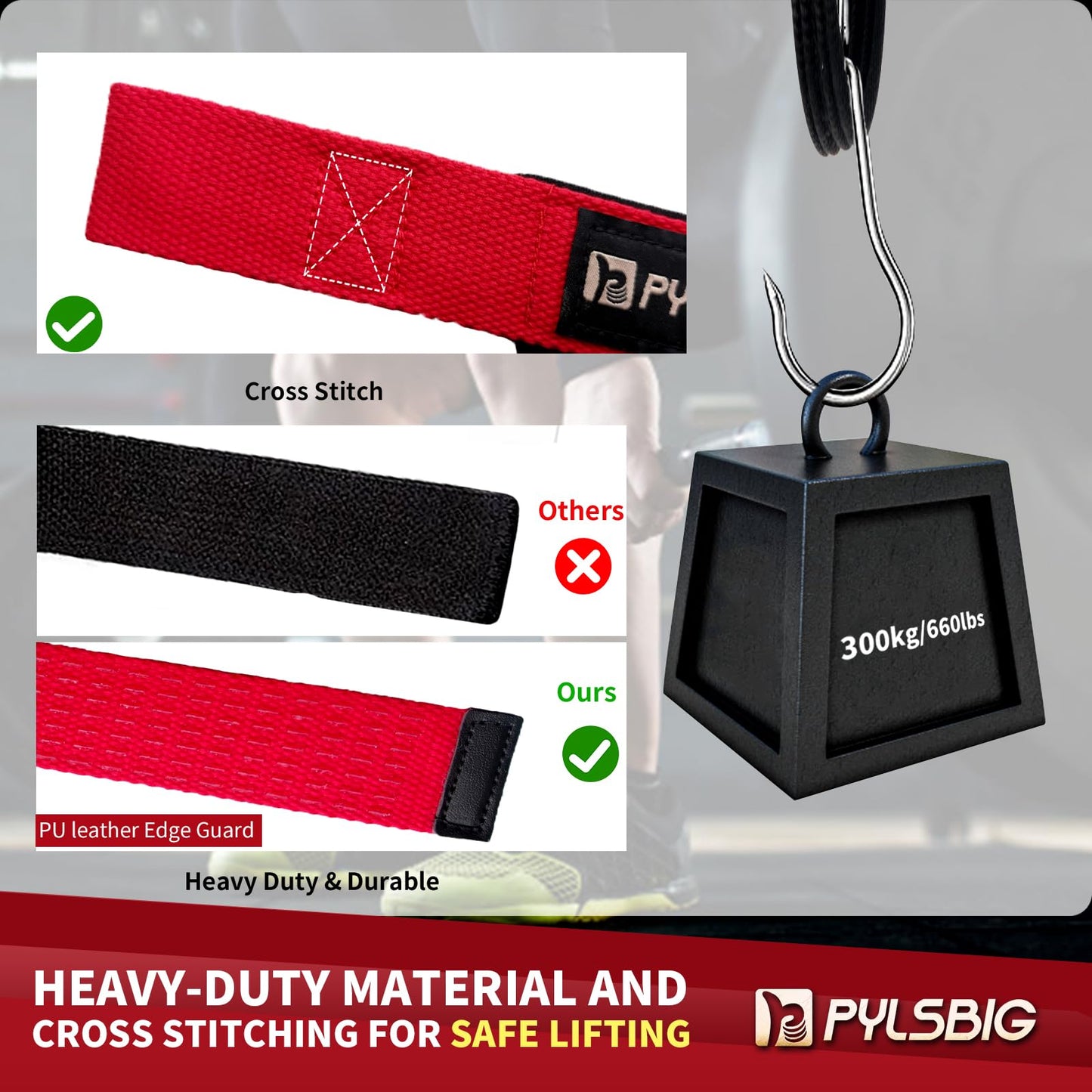 PYLSBIG Lifting Straps, wrist straps for weightlifting, workout, Bodybuilding, Powerlifting & Deadlift -With 5mm Neoprene Pads & Non-Slip Silicone -Extra Wrist Support for Weight lifting Men & Women