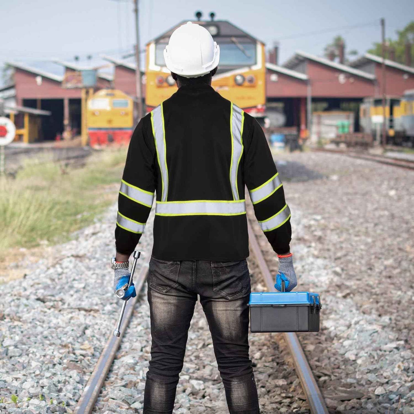 High Visibility Class 3 Safety T-Shirt - 6 Pack Long Sleeve Reflective Work Shirts for Construction & Surveying