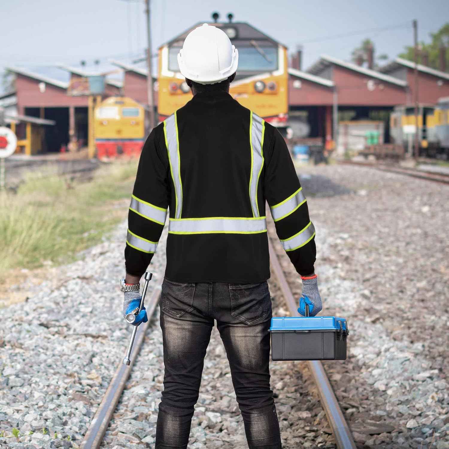 High Visibility Class 3 Safety T-Shirt - 6 Pack Long Sleeve Reflective Work Shirts for Construction & Surveying