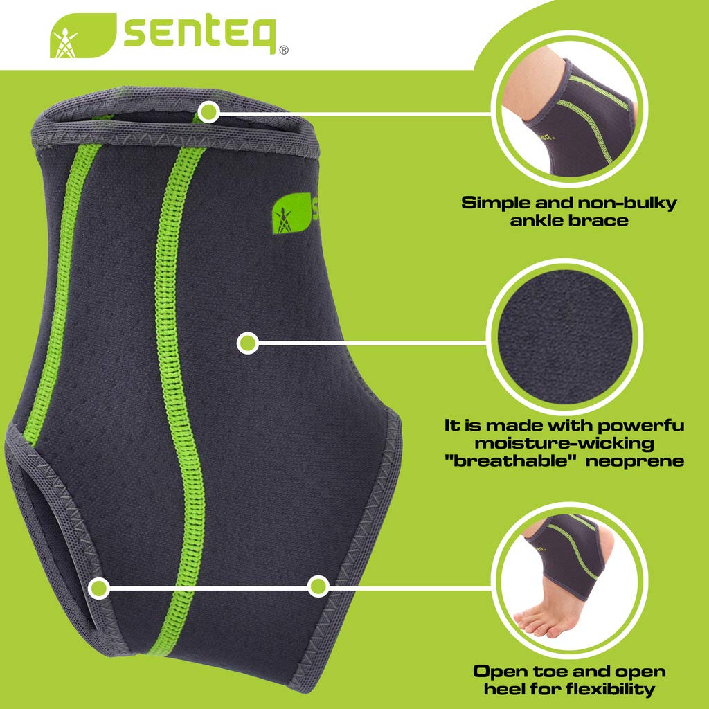 SENTEQ Ankle Brace for Men & Women- Compression Support for Sprained Ankles & Plantar Fasciitis, Elastic Neoprene Slim Sleeve for Jogging & Running, Ankle Stabilizer and Support for Walkers (X- Large)