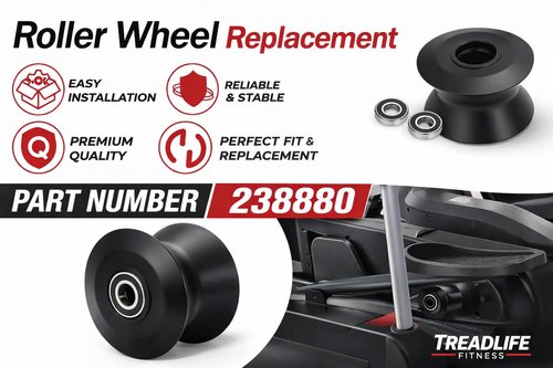 TreadLife Fitness Elliptical Roller Wheel | Part No. 238880 | Compatible with ProForm iSeries 785F - Model Number PFEL579080 | 3"W x 4"D | Part #238880