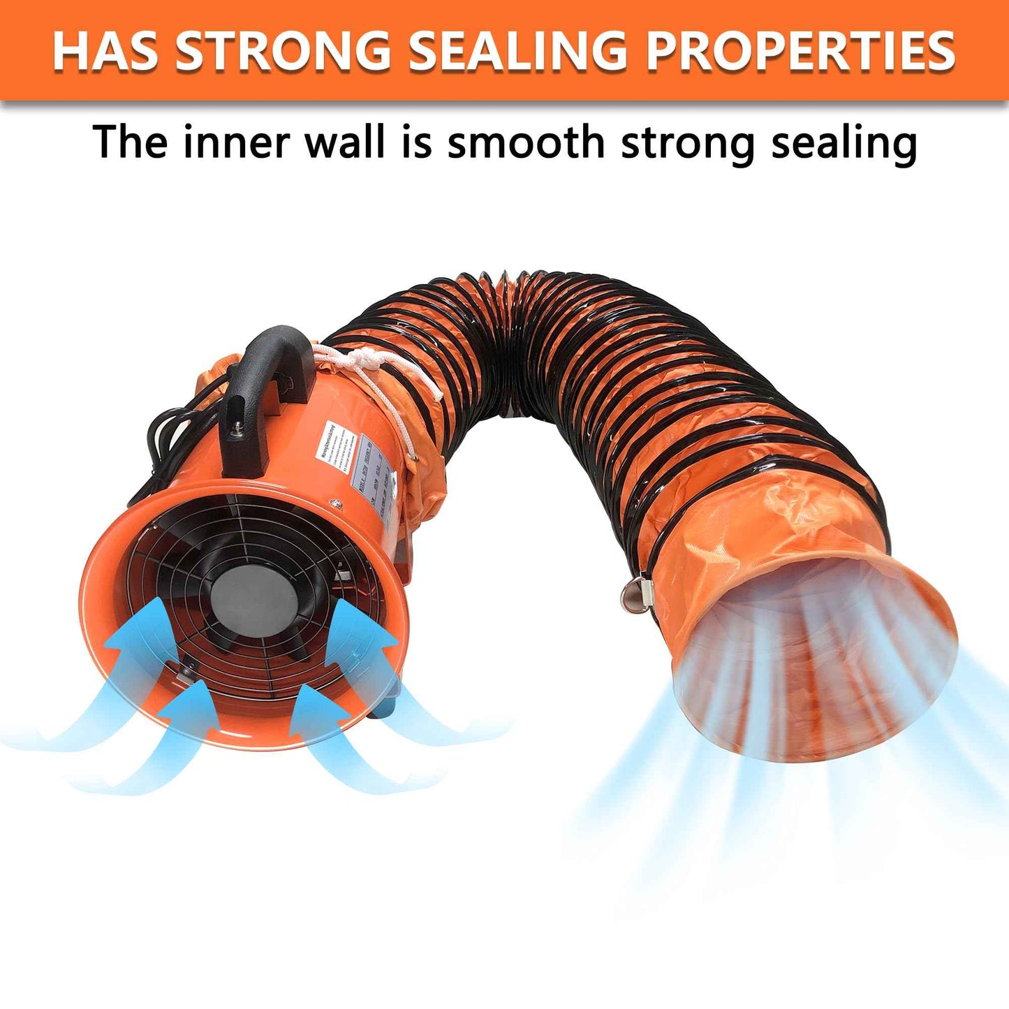 32FT Ducting Hose 16 Inch PVC Flexible Duct Hosing with Adjustable Rope for Utility Blower Exhaust Fan