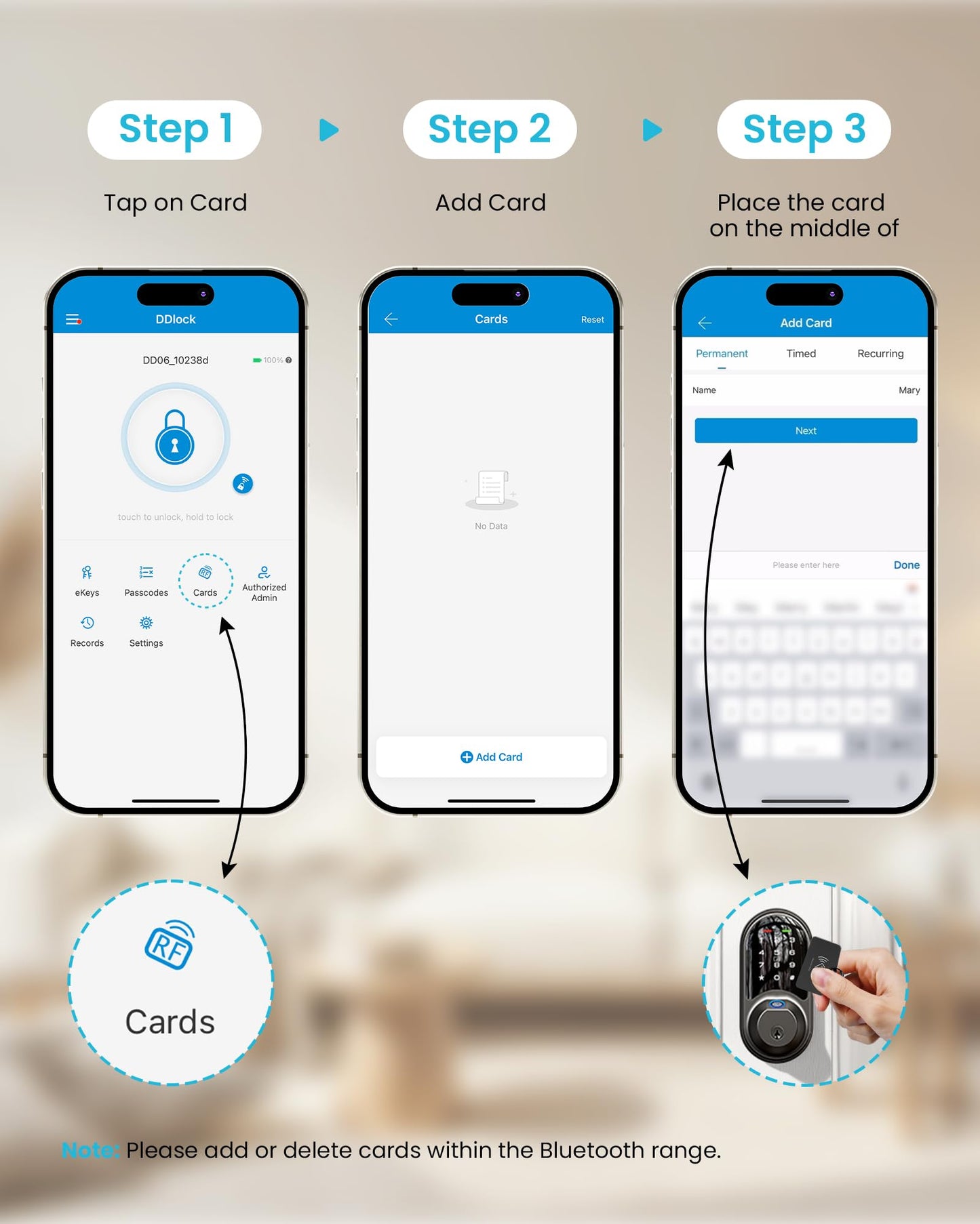 Veise VK01 IC Cards for Smart Lock, 13.56MHz RFID Cards Key Fobs for Keyless Entry Door Lock, Smart Deadbolt Key Compatible to Multiple Apps (3 Pack)