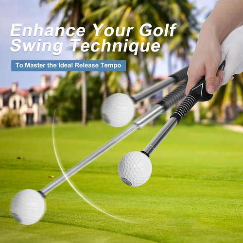 CUBEDAY Retractable Golf Swing Trainer, Grip Trainer with Arm Band for Right-Handed Golfers -Portable Golf Training Aid with Click Feedback for Indoor/Outdoor Practice - Ideal for Beginners