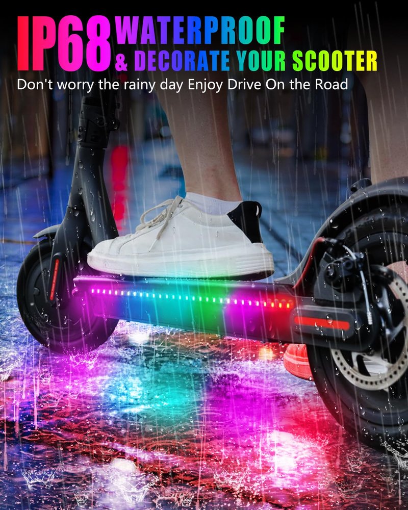 Keiurot Scooter LED Light Strips for Night Riding 5V High Bright Skateboard Lights APP Control RGBIC Waterproof Electric Scooter Accessories 2 in 1