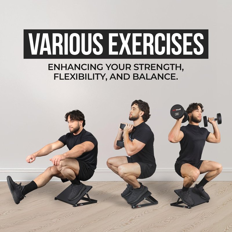 Amstaff Fitness Adjustable Squat Slant Board for Heel Elevating - Non-Slip, High-Density Heel Elevated Squat Wedges for Enhanced Weightlifting, Strength Training, Calf Stretching & Mobility