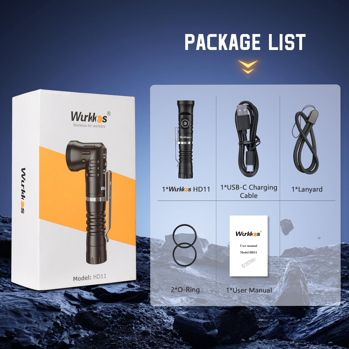 Wurkkos HD11 Right Angle Flashlight with Red Light, 1800 Lumens 90 Degree Spotlight & Floodlight EDC Flashlight, IP68 Waterproof for Working Outdoors