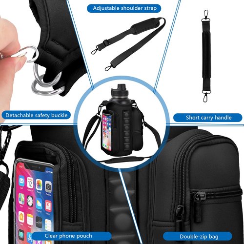 Yanwela Magnetic Gym Water Bottle Bag with Strong Magnet Holder for Men and Women Securely Attaches to Metal Surfaces Perfect for 40Oz Bottle Phone Small Essentials Carrier