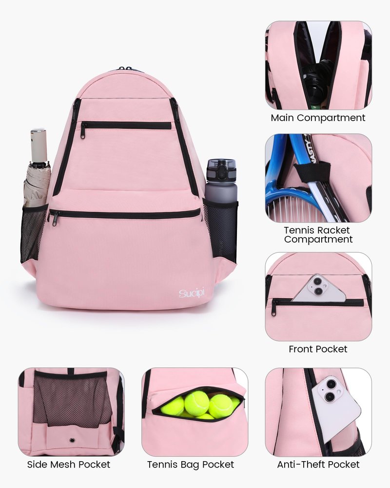 Sucipi Tennis Bag Professional Tennis Backpack for Men and Women Racket Bags with Ventilated Shoe Compartment, Holds 2 Tennis Rackets, Pickleball Paddles