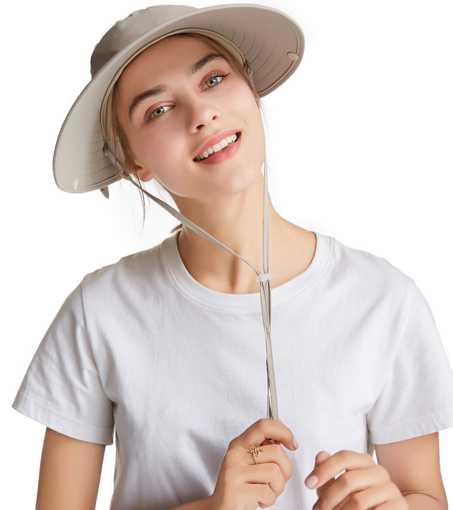 icolor Sun Hats for Women Fishing Hat UPF+50 Detachable Face Mask Neck Flap Visor Wide Brim UV Sun Protection Hiking Hats Khaki